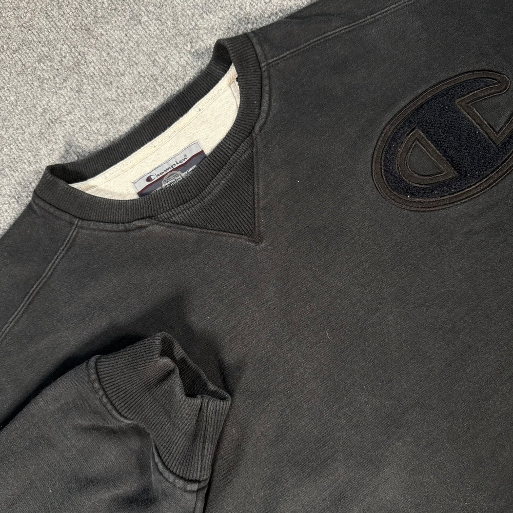 Champion Mens Black Chenille Logo Sweatshirt XXXL S2210-003 Big & Tall #4397